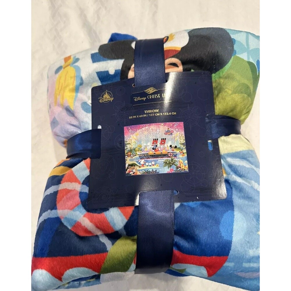 NEW Disney Cruise Line Joey Chou Plush Fleece Blanket RARE Mickey Donald Goofy